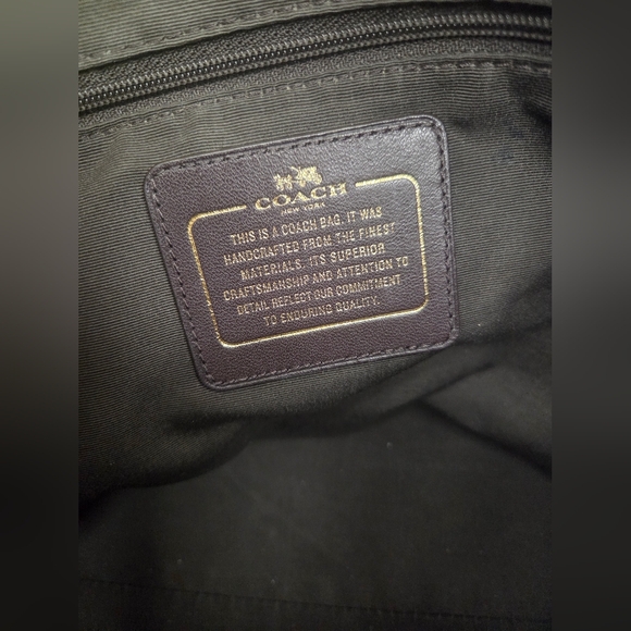 COACH Metallic Pebbled Leather Zip Top Tote Bag - Gold/Platinum - Picture 10 of 11